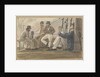 Four sailors relaxing on deck, one reading by Robert Streatfeild