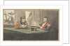 A cabin scene with two army officers sitting and reading at a table by Robert Streatfeild