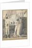 A deck scene with four men and a boy cutting open a turtle by Robert Streatfeild