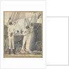 A deck scene with four men and a boy cutting open a turtle by Robert Streatfeild