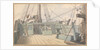 Deck scene, with man at the wheel, and another two taking sextant readings by Robert Streatfeild