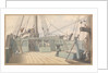 Deck scene, with man at the wheel, and another two taking sextant readings by Robert Streatfeild