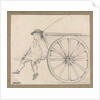 Small sketch of a farm-hand sitting on a cart by Robert Streatfeild