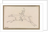Small sketch of a jockey on a galloping racehorse by Robert Streatfeild