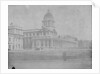 View towards the Greenwich Hospital Chapel and Queen Mary Court buildings. Inversed digital file to create b&w positive. by William Henry Fox Talbot; Calvert Richard Jones