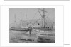 The 'Mary Dugdale' (1835) alongside a quay at Swansea. Inversed digital file to create b&w positive by Calvert Richard Jones