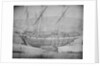 A brigantine and brig grounded with lines ashore. Inversed digital file to create b&w positive by Calvert Richard Jones