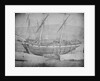 A brigantine and brig grounded with lines ashore. Inversed digital file to create b&w positive by Calvert Richard Jones