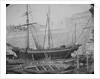Maltese sailing vessel shore, possibly under repair. Inversed digital file to create b&w positive by Calvert Richard Jones