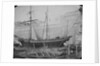 Maltese sailing vessel shore, possibly under repair. Inversed digital file to create b&w positive by Calvert Richard Jones