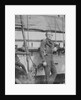 An unidentifed naval officer(?) standing by the belaying pin rail on the port side of the 80-gun three-decker HMS 'Superb' (1842). Inversed digital file to create b&w positive by William Henry Fox Talbot; Nicolaas Henneman