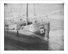 Port quarter view of the Dutch barge 'Aurora', dried out, possibly at Swansea. Inversed digital file to create b&w positive by Calvert Richard Jones