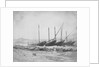 A view of Naples from the east with lateen-rigged ships drawn up on the shore. Inversed digital file to create b&w positive by Calvert Richard Jones