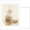 Port bow view of an unidentified brig dried out off the quayside, possibly at Swansea by Calvert Richard Jones
