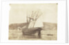 Schooner with sails set, dried out at Swansea by Calvert Richard Jones