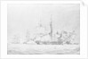 The corvette 'Bordelais' sinking a French man-of-war by John Cantiloe Joy