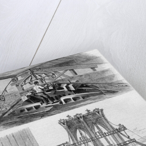 Construction of the Brooklyn Suspension Bridge, New York, USA, 1880 by Unknown