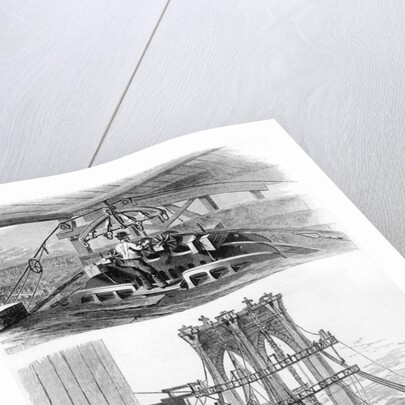 Construction of the Brooklyn Suspension Bridge, New York, USA, 1880 by Unknown