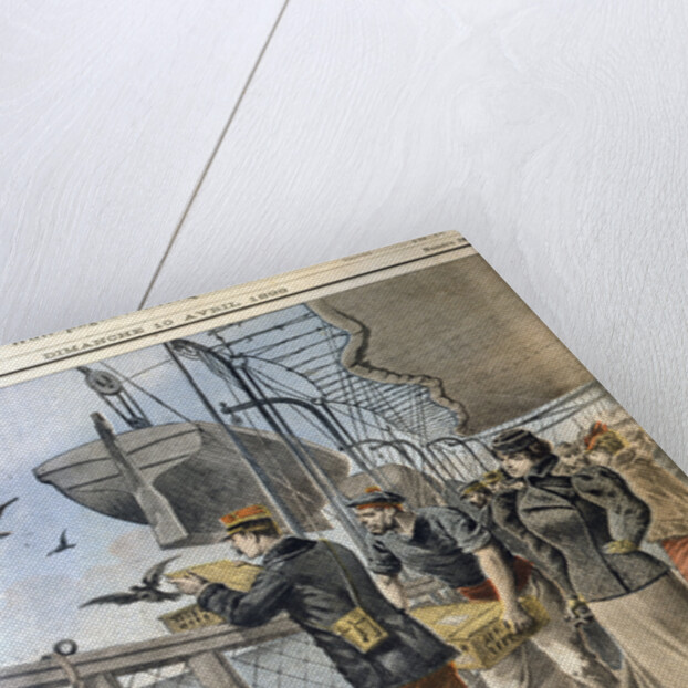 Releasing French army homing pigeons on board the transatlantic liner La Bretagne, 1898 by Unknown