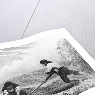 Natives of Chiloe, Patagonia, using a breast plough, 1839 by Unknown