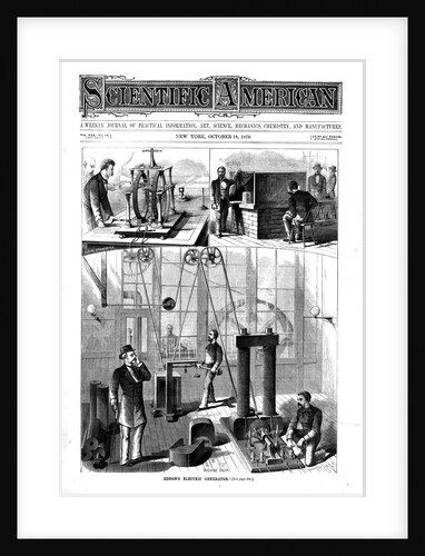 Thomas Edison's generator for electric light at his home at Menlo Park, New Jersey, USA, 1879 by Unknown