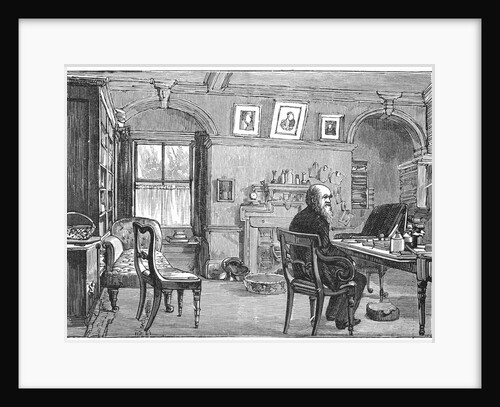 Charles Darwin, English naturalist, in his study, c1870 (1887) by Anonymous