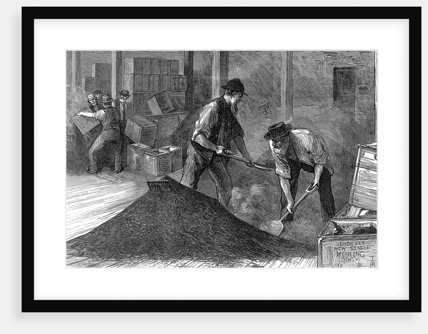 Bulking tea in the warehouses of the East & West India Dock Company, London, 1874 by Unknown