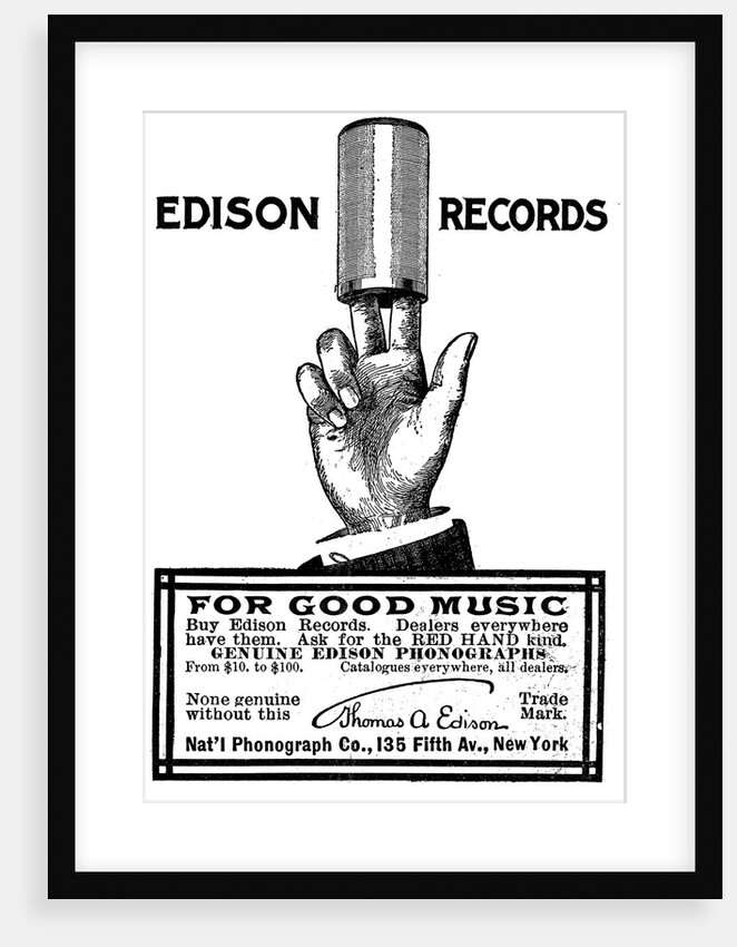 Advertisement for Edison phonograph cylinder recordings, 1900 by Unknown