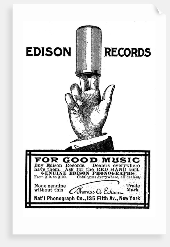 Advertisement for Edison phonograph cylinder recordings, 1900 by Unknown