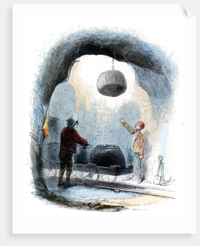 Coal mining: sending baskets (corves) of coal to the surface of a mine, 1852 by Unknown