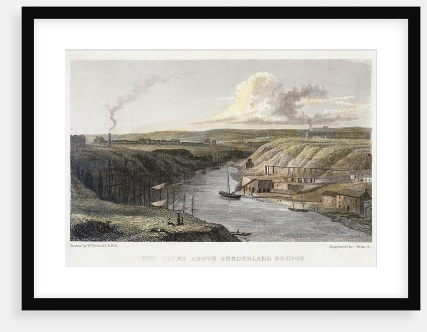 The Wear above Sunderland Iron Bridge, c1829. by R Francis