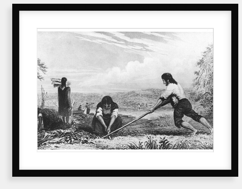 Natives of Chiloe, Patagonia, using a breast plough, 1839 by Unknown