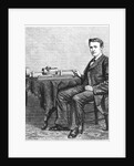 Thomas Alva Edison, American inventor, with an early hand-driven model of his phonograph, 1878 by Unknown