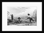 Natives of Chiloe, Patagonia, using a breast plough, 1839 by Unknown
