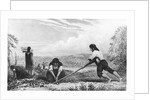 Natives of Chiloe, Patagonia, using a breast plough, 1839 by Unknown