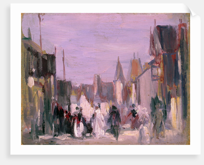 French Village with Figures by John Duncan Fergusson