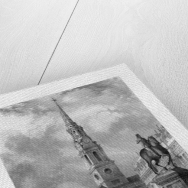 St Martin's Church from Charing Cross, London by J Woods