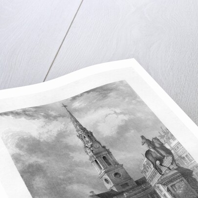 St Martin's Church from Charing Cross, London by J Woods