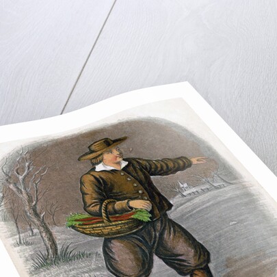 Dutch Man Skating with a Basket of Vegatables by W Dickes