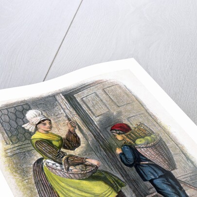 French Woman and Child Selling Fruit by W Dickes