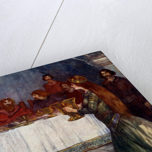 'Rowena came into the room carrying a beautiful golden cup', c430 AD by A S Forrest