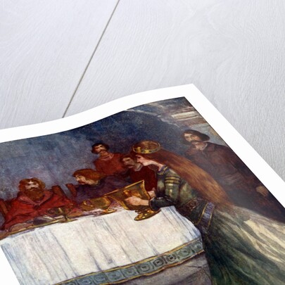 'Rowena came into the room carrying a beautiful golden cup', c430 AD by A S Forrest