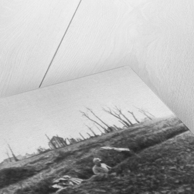 French infantry establishing fallback positions in front of a ruined farm, Picardy, France by Anonymous