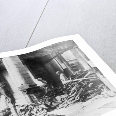 Damage to the interior of Douai church, France by Anonymous