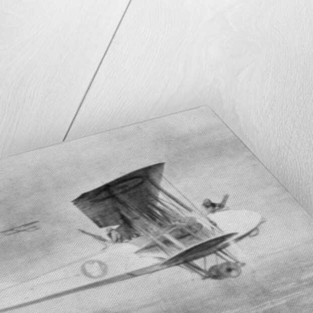 Three-seated aeroplane on a photographic mission, protected by a Spad fighter aircraft by Etienne Cournault