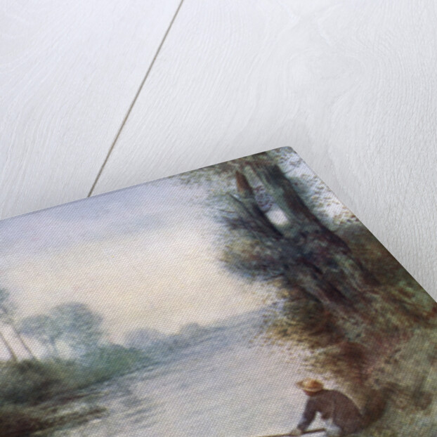 A Canal with a Fisherman by Alphonse Legros