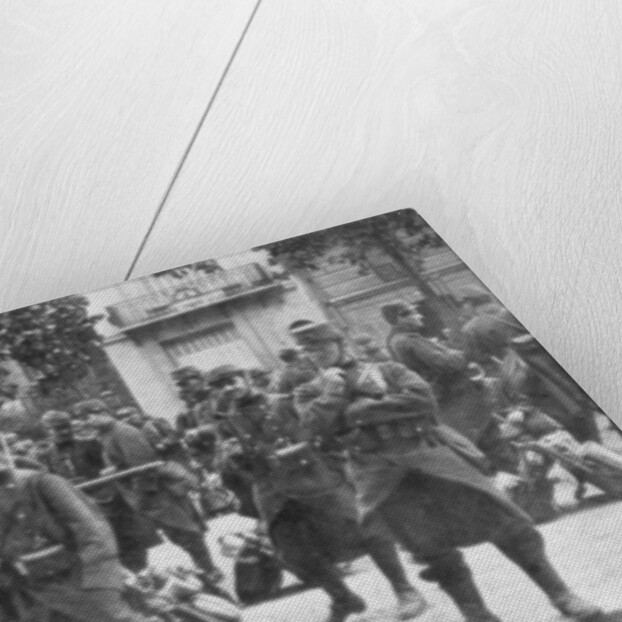 Troops and flag of the French 102nd infantry, Saint-Francois-Xavier, Paris, France, August 1914 by Anonymous