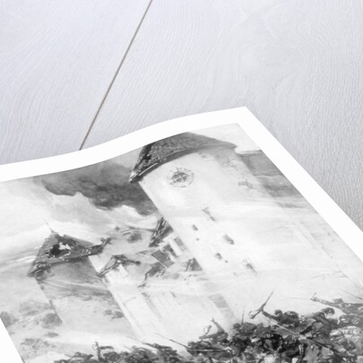 French and Germans battle under the walls of Chateau de Mondement, France by MHW Koekkok