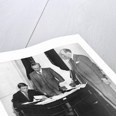 King Edward VIII at work with his staff in St James's Palace, London by Anonymous