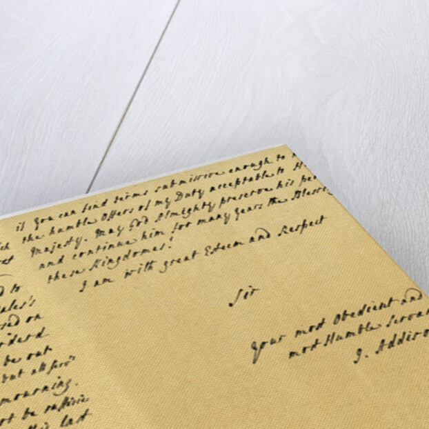 Letter from Joseph Addison to J Robethon, Secretary to George I, 4th September 1714 by Joseph Addison